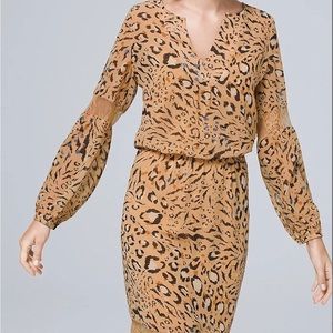 White House Black Market Blouson animal print dress